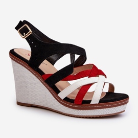 Fekete Ellen Strappy Wedge szandál 1
