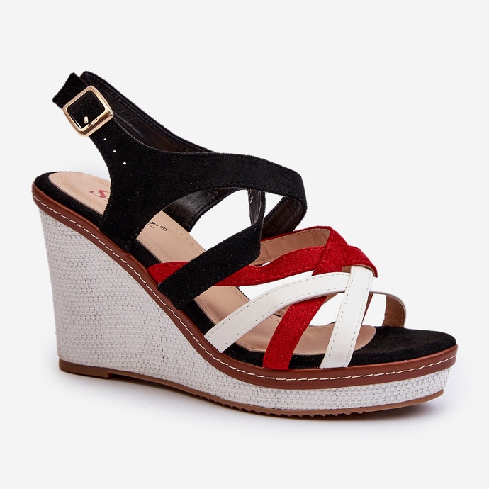 Fekete Ellen Strappy Wedge szandál 1