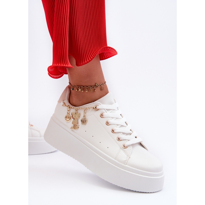 Női Platform tornacipő medálokkal, fehér Tivissa 1