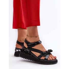 S.Barski Női szandál masnival D&amp;A CR956 fekete 2