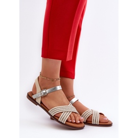 S.Barski MY923 női lapos szandál, bézs 2