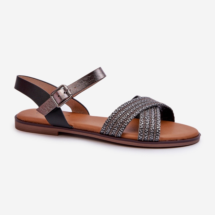 S.Barski MY923 női lapos szandál fekete 1