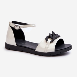 Női lapos szandál lánccal Vinceza 17320 fehér 1