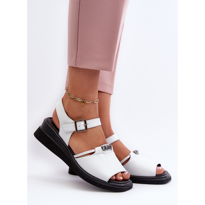 Női bőr szandál Vinceza 66624 fehér 2