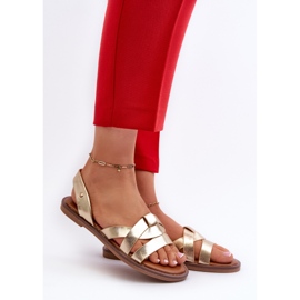Női lapos szandál Eco bőrből Vinceza 17347 arany aranysárga 2