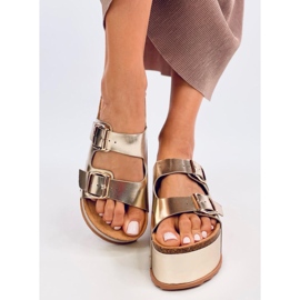 Galzai Gold platform parafa papucs aranysárga 1