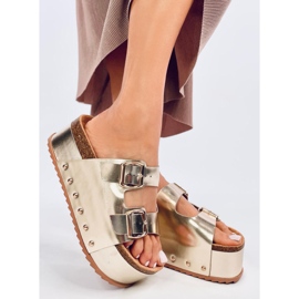 Galzai Gold platform parafa papucs aranysárga 2