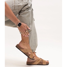 Papucs Ribera fényes parafa talppal barna 1