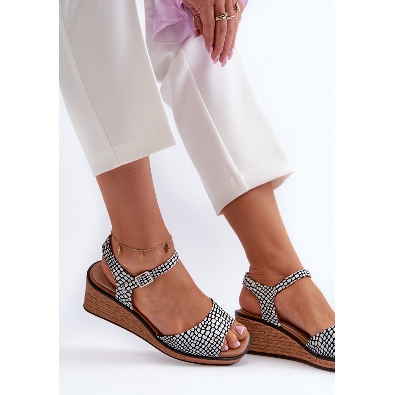 Női ékszandál Sergio Leone SK303 fehér és fekete 1