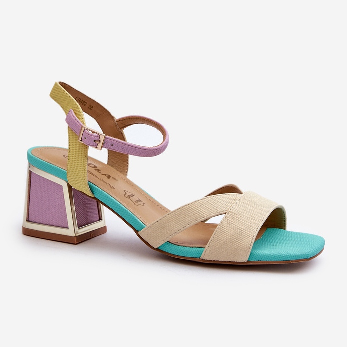 S.Barski Pasztell női magassarkú szandál D&amp;A CR482 bézs 1