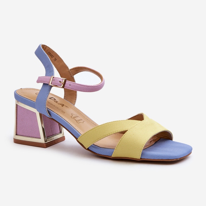 S.Barski Pasztell női magassarkú szandál D&amp;A CR482 sárga 1