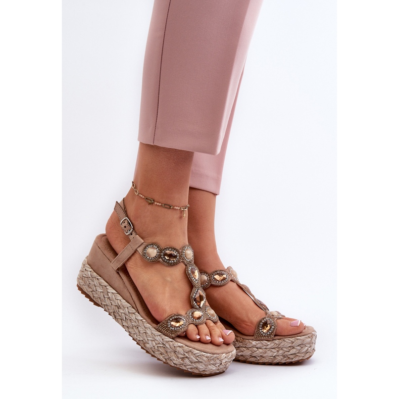 Női ékszandál zsinórral S.Barski MY291 Bézs 2