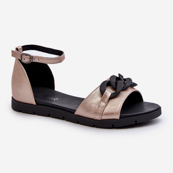 Női lapos szandál lánccal Vinceza 17320 arany aranysárga 1