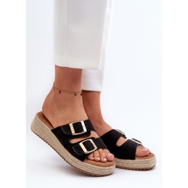 Női papucsok fonott Eco Suede fekete Zaloemivel 2