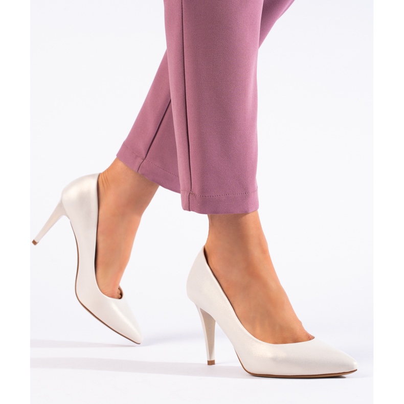 Sergio Leone Fehér gyöngy pumpák magas sarokkal 1