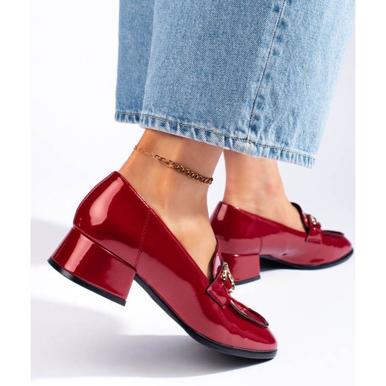 Sergio Leone Női piros lakk mokaszinok 2