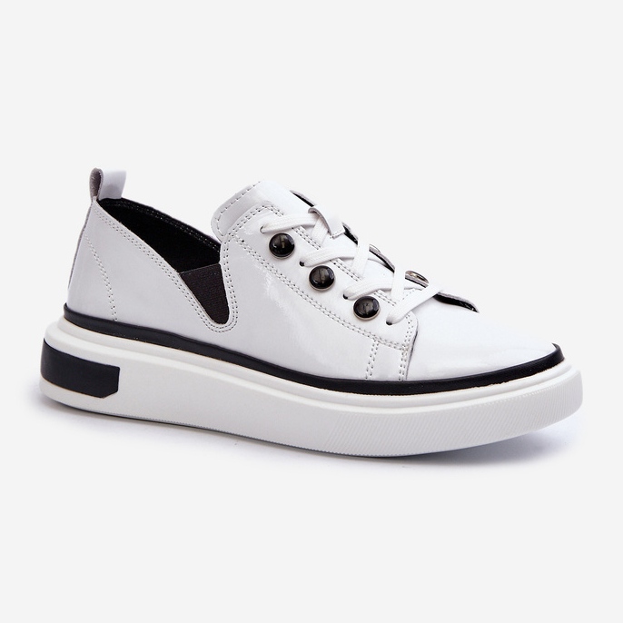 S.Barski Lakkbőr női tornacipő D&amp;A LR535 fehér 1