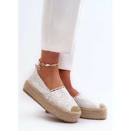 Női csipke Espadrilles Platform White Elarose fehér 2