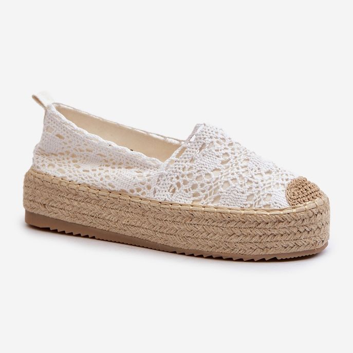 Női csipke Espadrilles Platform White Elarose fehér 1