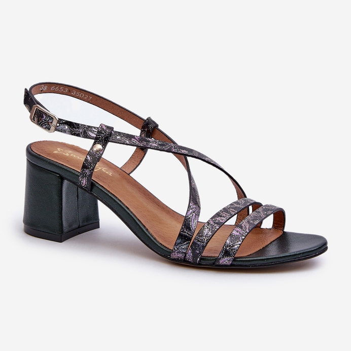 Bőr szandál alacsony sarkon Maciejka 06653-09 Sötétzöld 1