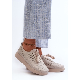 Bőr tornacipők az S.Barski Platform LR278 bézs színű 2