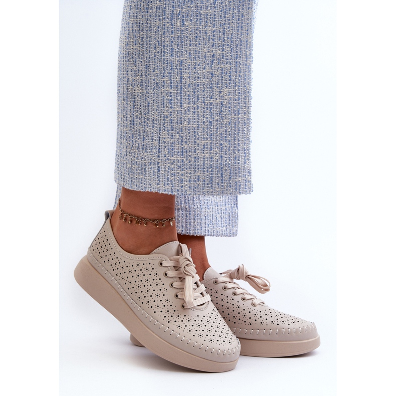 Bőr tornacipők az S.Barski Platform LR278 bézs színű 2