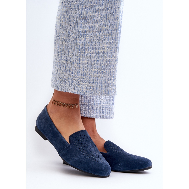 S.Barski Velúr kényelmes mokaszin sötétkék Giovana 2