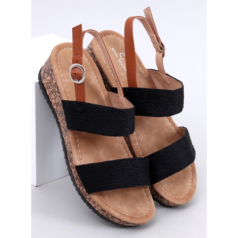 Wadoux fekete parafa ékszandál 1