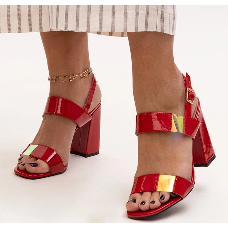 Shadan patentvörös magassarkú szandál piros 1