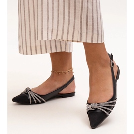 Balett lakások hegyes orrral és Sellar strasszokkal fekete 1