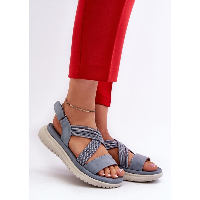 Könnyű, kényelmes női tépőzáras szandál, kék, Ceclea 2