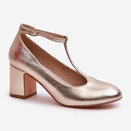 Arany ekobőr pumpák magas sarkon aranysárga 1