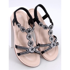 Yvers fekete szandál dekoratív cirkóniákkal 1