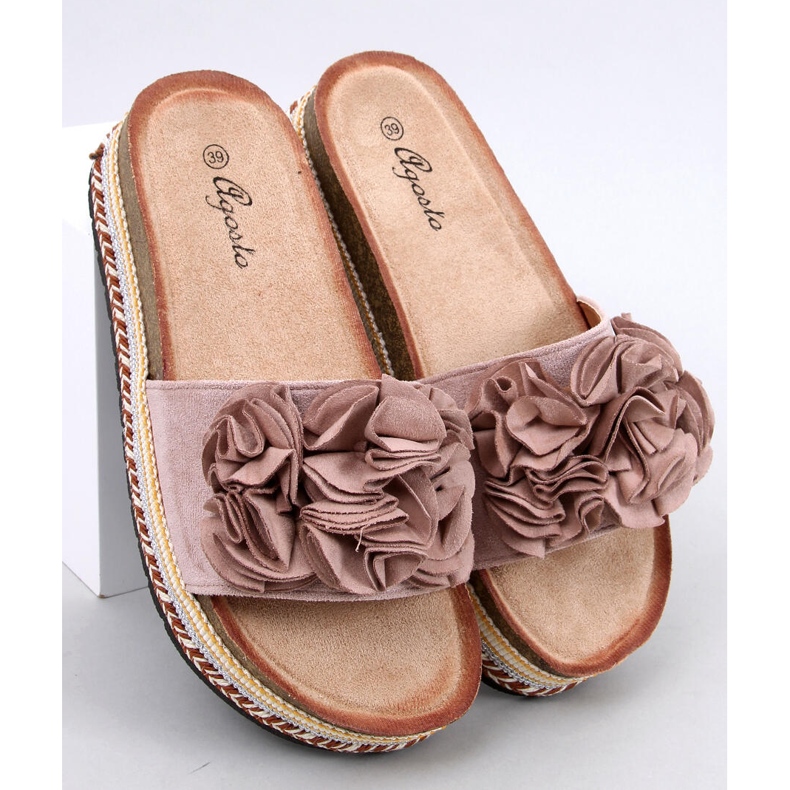 Raven Beige papucs vastag, színes talppal bézs 1