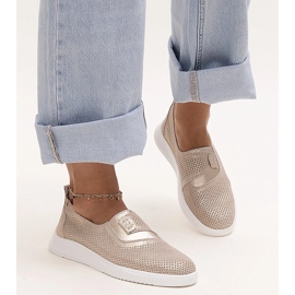 Ethels arany perforált bőr tornacipő aranysárga 1