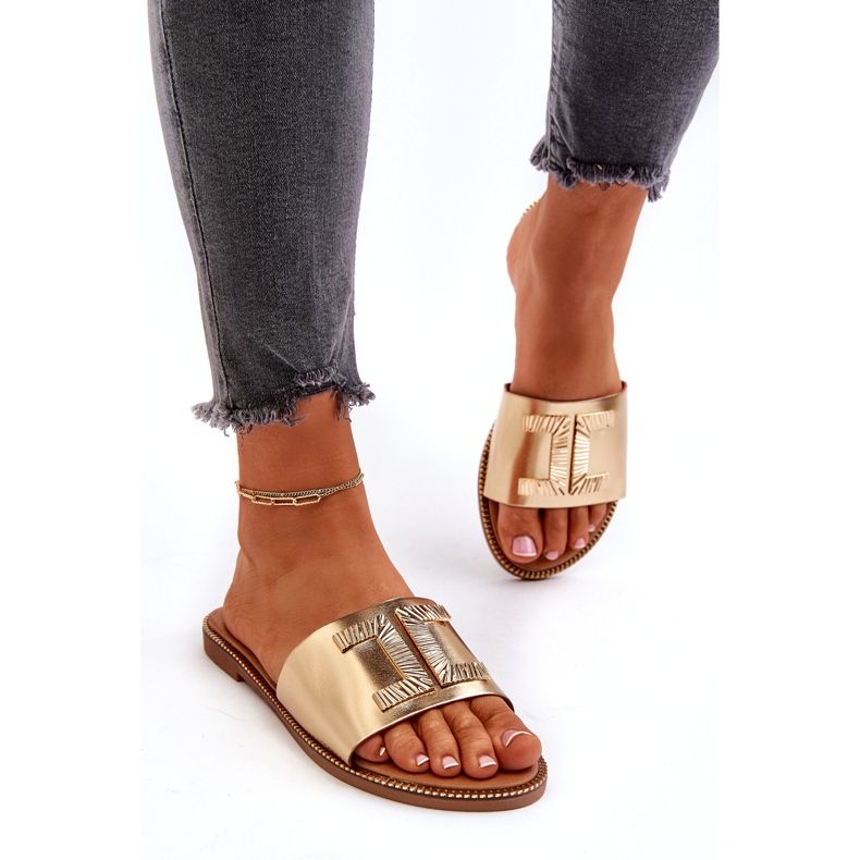 Seastar Női papucs arany díszítéssel aranysárga 1