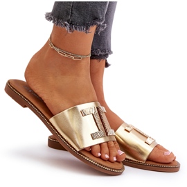 Seastar Női papucs arany díszítéssel aranysárga 4