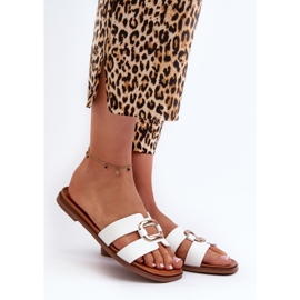 Női lapos papucsok öko bőrből Sergio Leone SK077H fehér 2