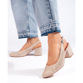 Sergio Leone áttört magas sarkú pumpák bézs 1