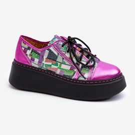 Női bőr tornacipő Maciejka 06479-15 Fuchsia platformon rózsaszín 1