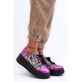 Női bőr tornacipő Maciejka 06479-15 Fuchsia platformon rózsaszín 2