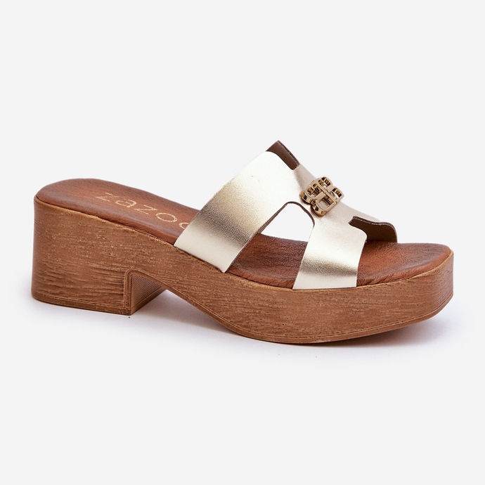 Zazoo 40412 bőr elegáns női papucs, arany díszítéssel aranysárga 1 Zazoo 40412 bőr elegáns női papucs, arany díszítéssel aranysárga 1