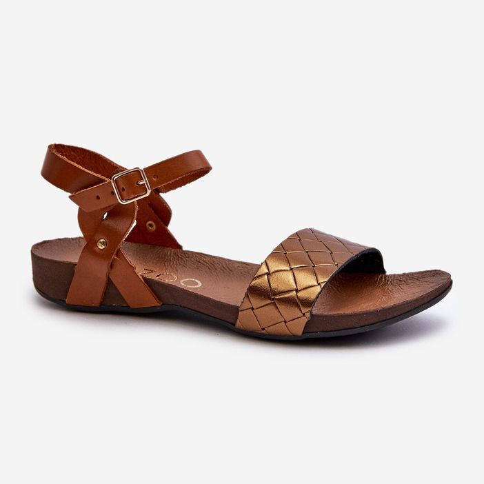 Zazoo 40027 női lapos bőr szandál, réz barna 1