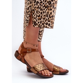 Zazoo 40027 női lapos bőr szandál, réz barna 2