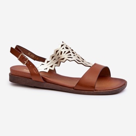 Sergio Leone SK070H női lapos szandál, barna 1