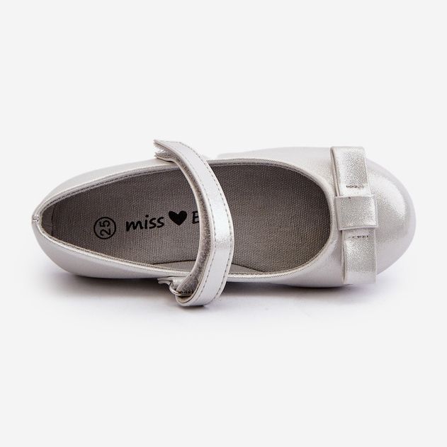 Fényes gyerek balerinacipő ezüst Fiorelle tépőzáras masnival 2