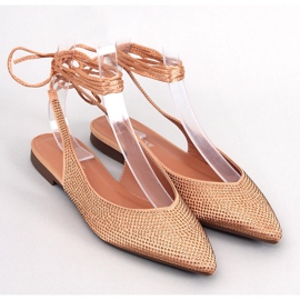 Vonda Champagne strasszos nyitott sarkú balerinák aranysárga 1