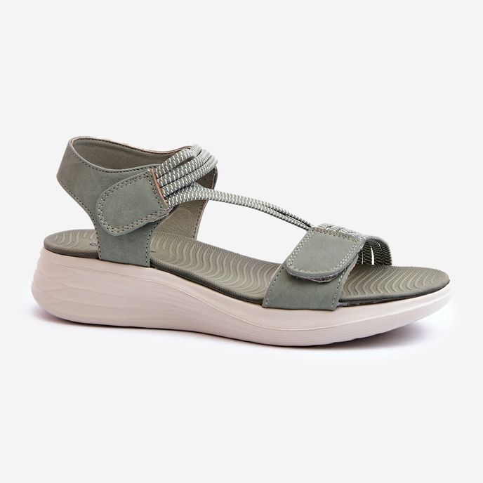 Kényelmes női tépőzáras szandál zöld Eladora 1