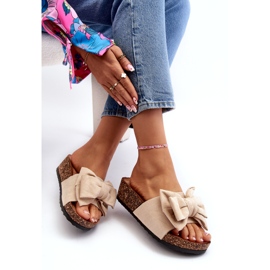 Seastar Bézs színű női flip-flop parafa emelvényen, masnival 3