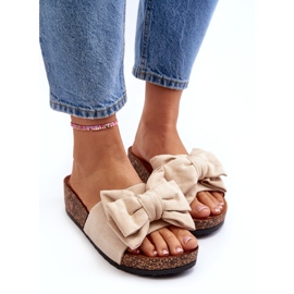 Seastar Bézs színű női flip-flop parafa emelvényen, masnival 2